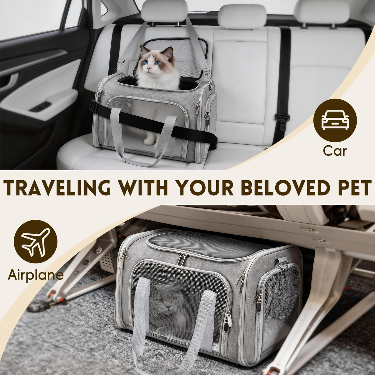 Zedkeys Cat Carrier Soft, Dog Carriers for Small Dog/Large Cat (Up to 16lb)
