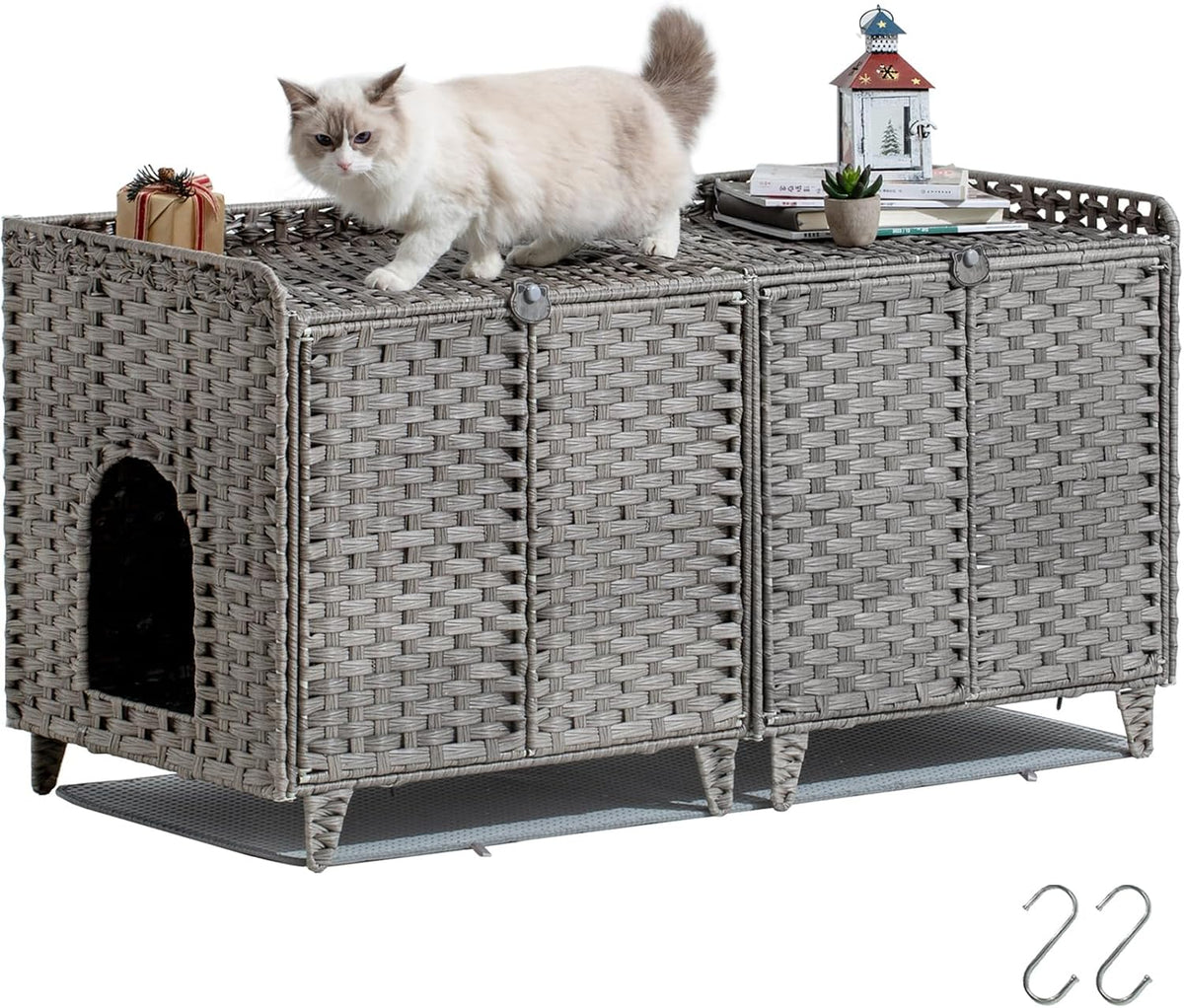 Cat Litter Box Enclosure Hidden Litter Box Furniture, Natural