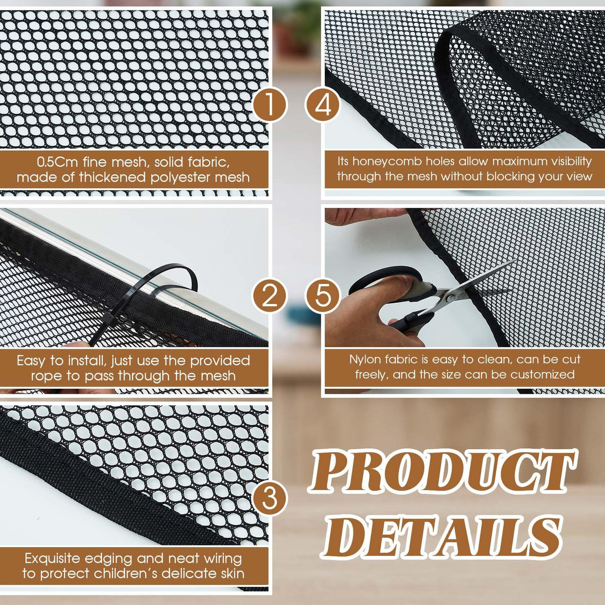 Hosuly Banister Guard Balcony Netting, 15 x 3 ft, Black, 1 Set
