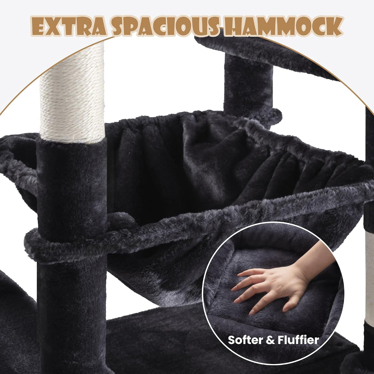 SHA CERLIN 81in Multi-Level Tall Cat Tree Tower for Indoor Kitties/Larger Cat Condo Furniture with Hammock/Cozy Pussycat