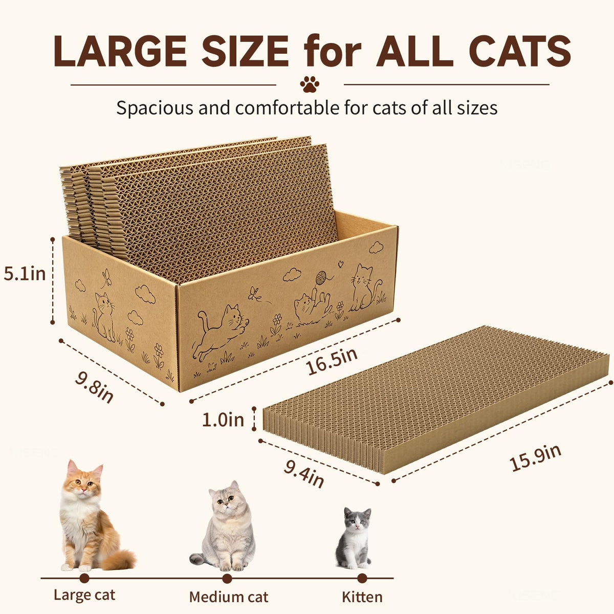 5-Pack Reversible Cat Scratcher,Cat Scratch Pad for Indoor Cats