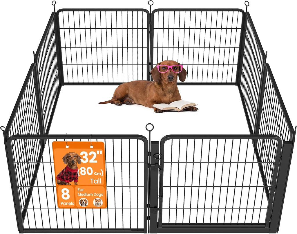 Feandrea 8-Panel Dog Playpen, 67 x 67 x 40 Inch, Ink Black