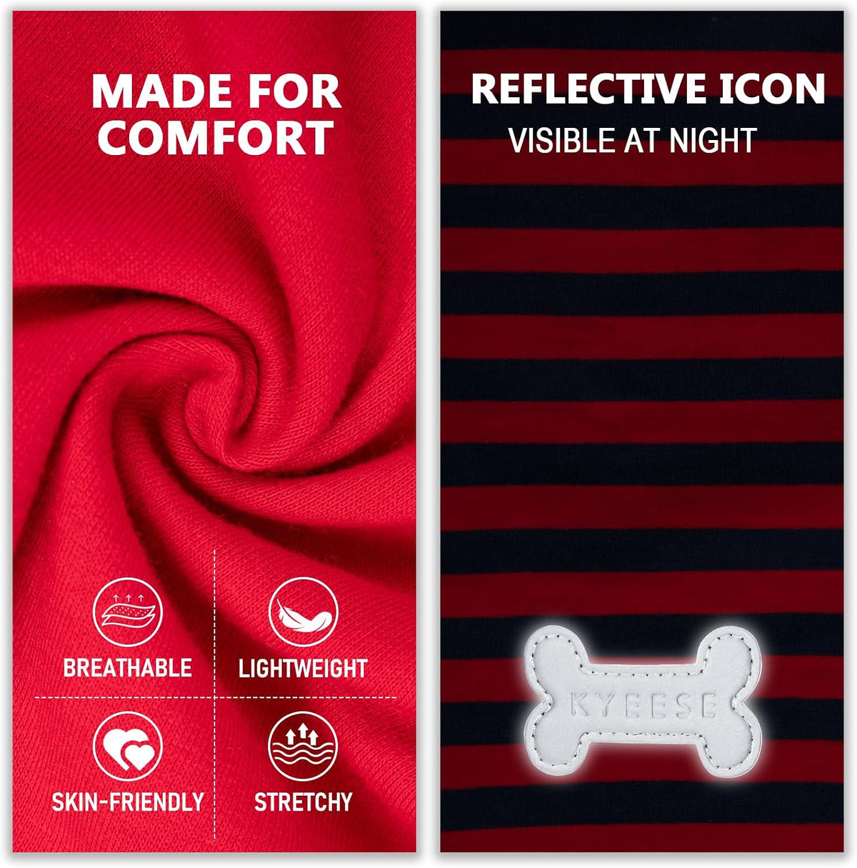 KYEESE 2Pack Cotton Dog Shirt for Small Dogs Soft Striped Tank Top