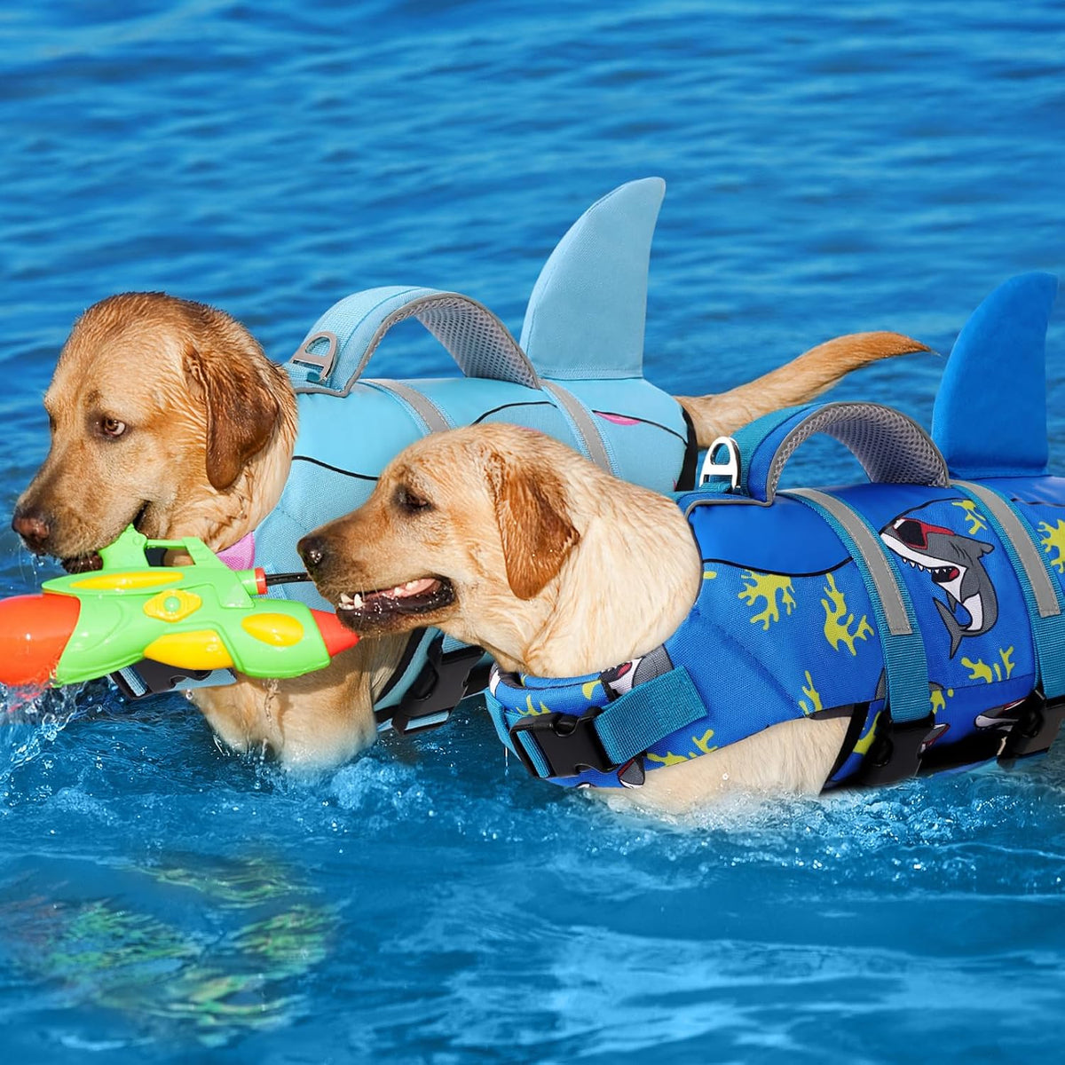 Dog Life Jacket Shark Dog Life Vest for Swimming Boating, M