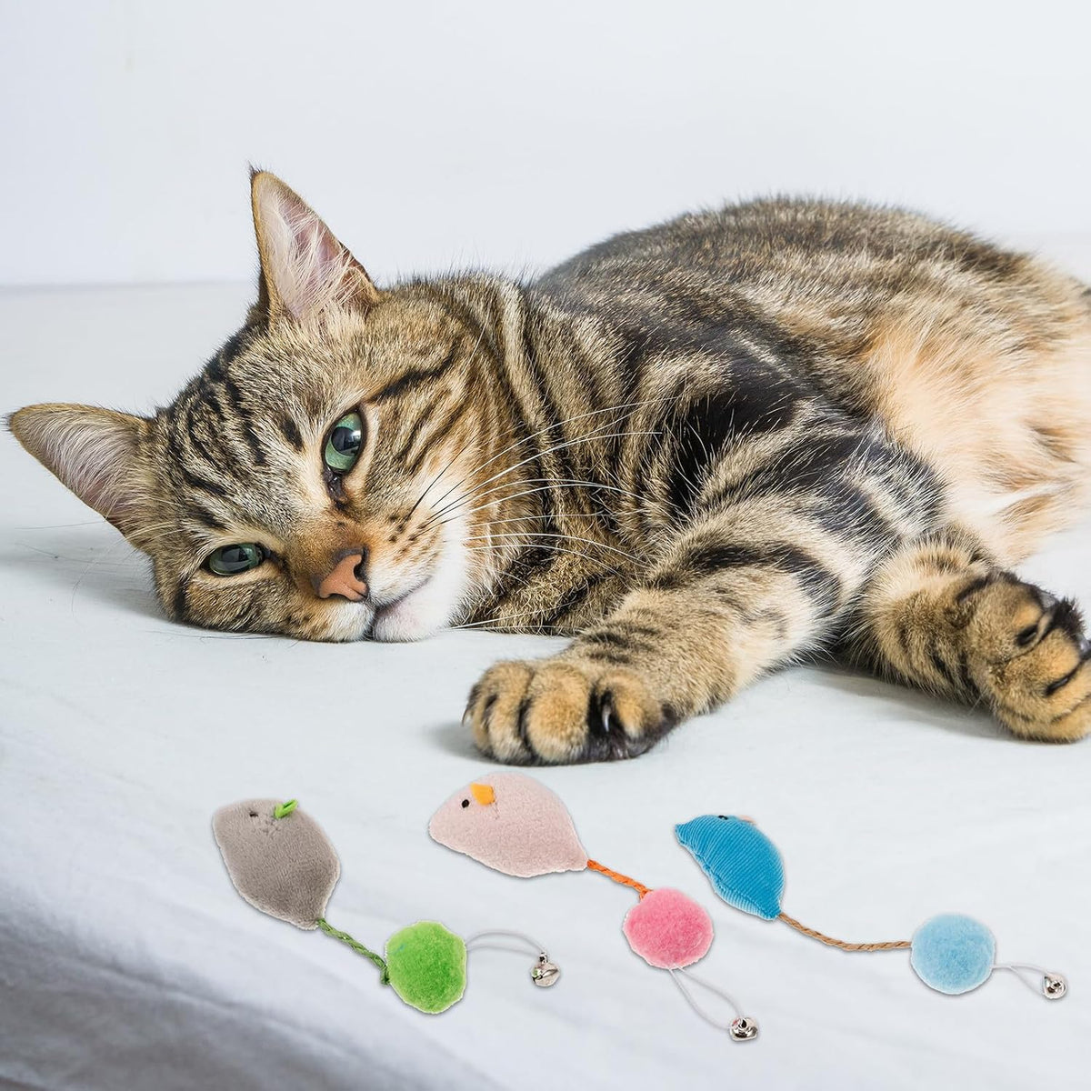 6pcs Plush Mouse Cat with Bell and Active Play