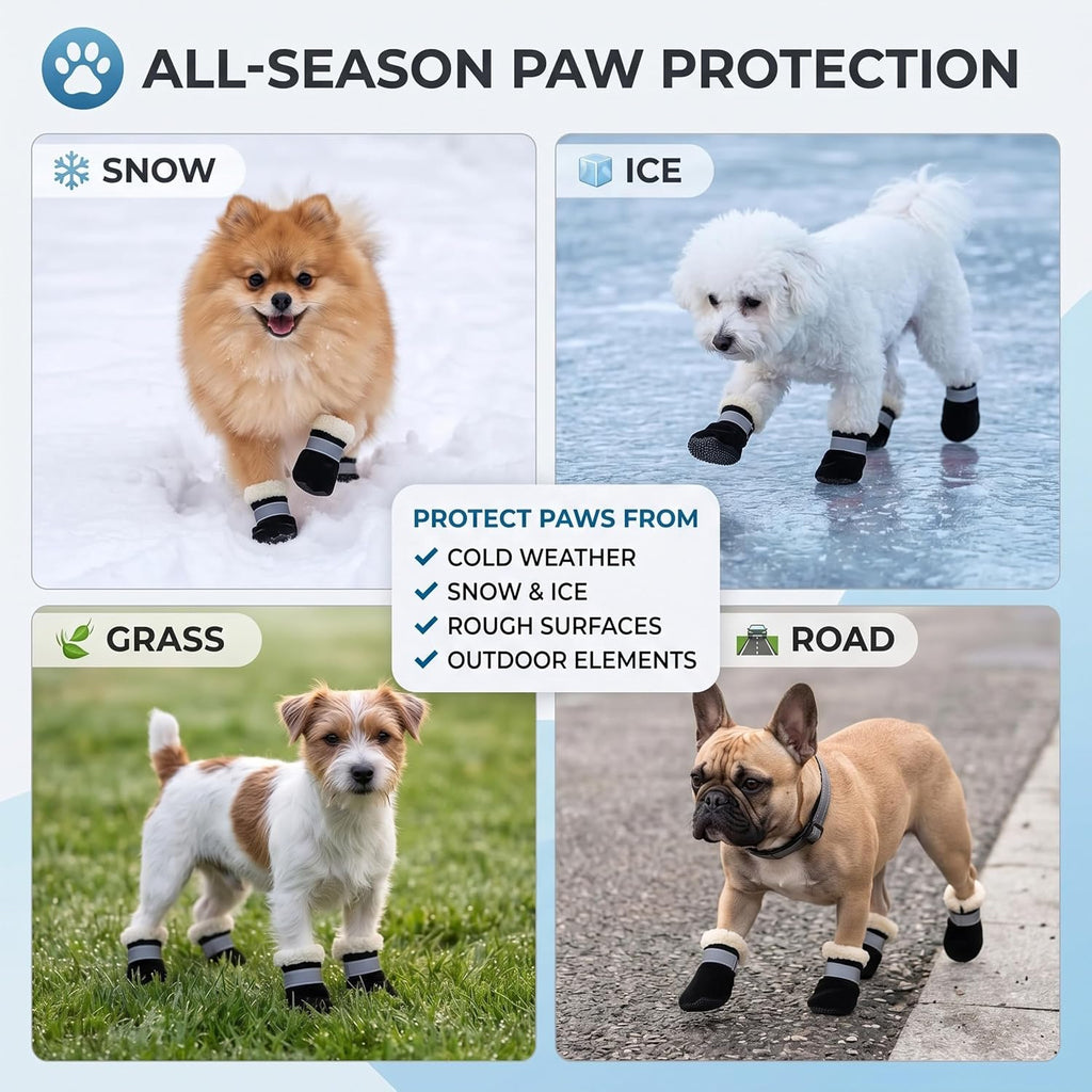 Fecialy Dog Shoes for Winter, Dog Snow Boots & Paw Protectors Warm Booties for Small Medium Dogs Puppies