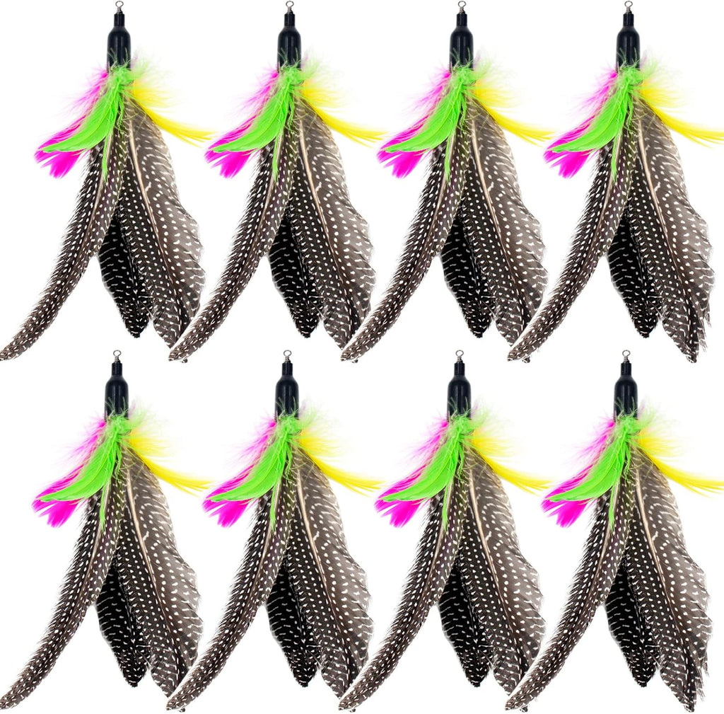 Cat Feather Toys Refills, 6 Pieces Handmade Da Bird Feathers Refill, Cat Wand Replacement Feather for Indoor Cats (B)