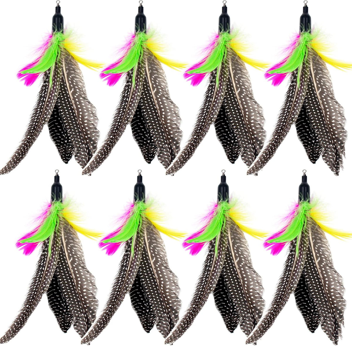 Cat Feather Toys Refills, 6 Pieces Handmade Da Bird Feathers Refill, Cat Wand Replacement Feather for Indoor Cats (B)