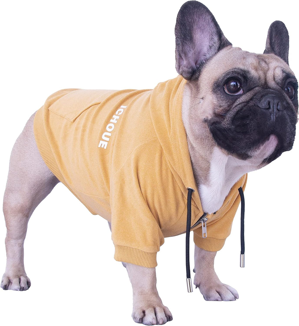 French Bulldog Pug Zipper Pocket Hoodies Clothes Black - Large