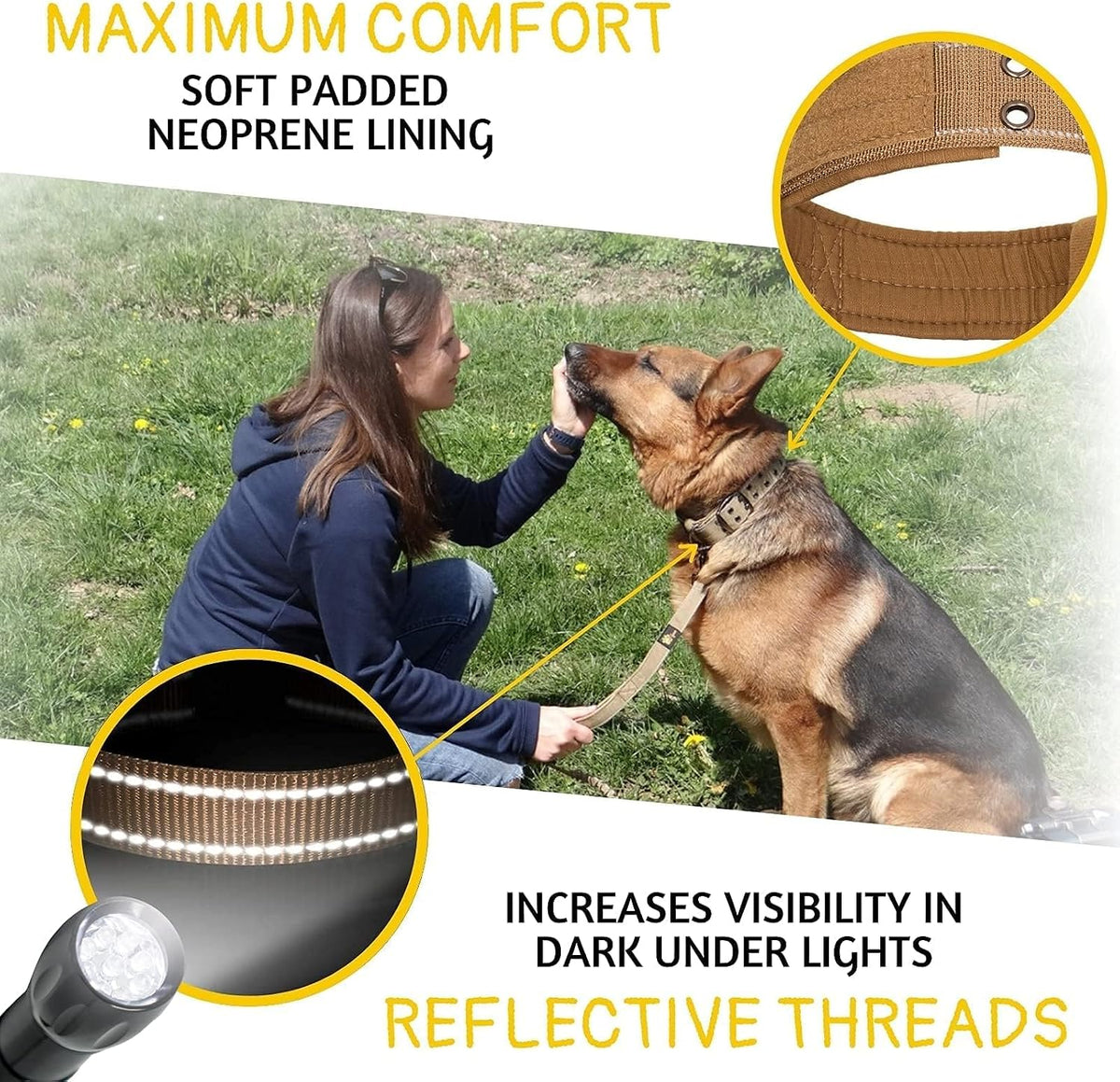 Heavy Duty Dog Collar for Large Dogs with Traffic Handle