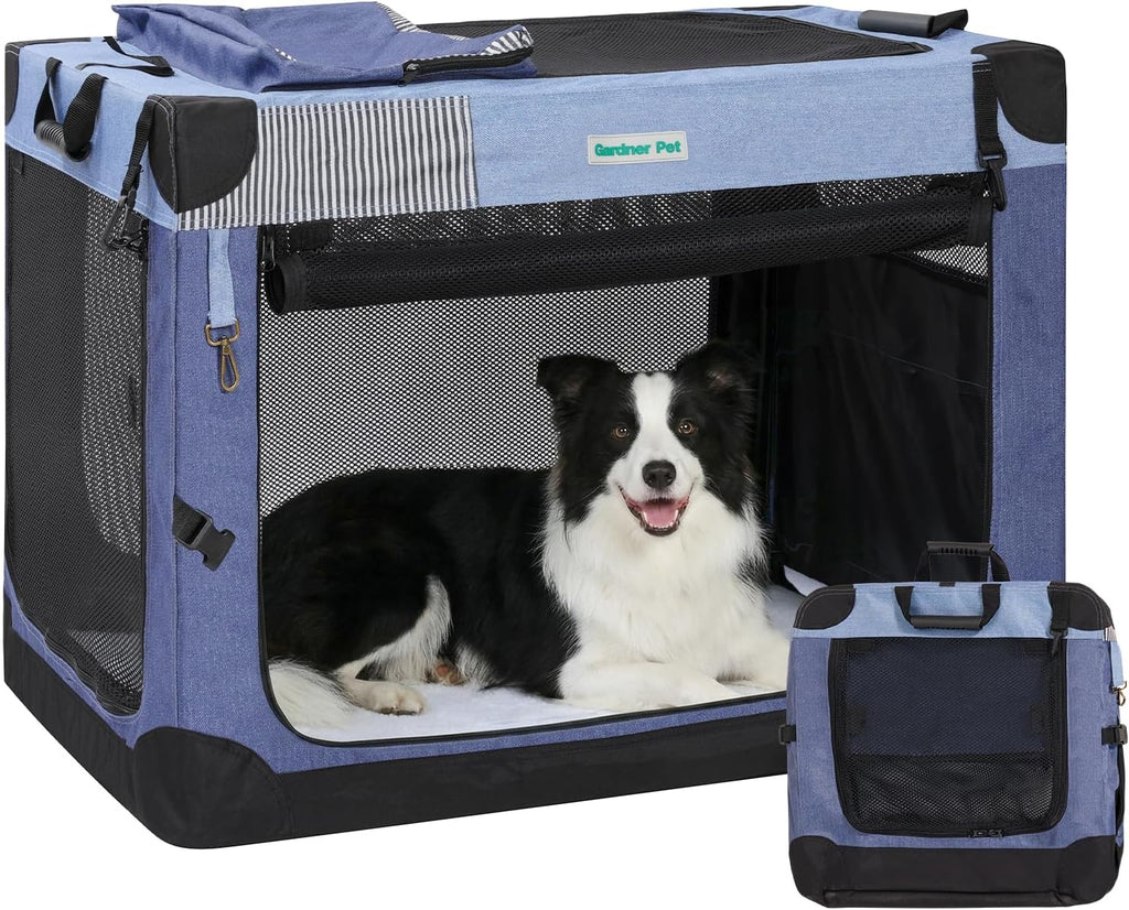 Gardner Pet Soft Collapsible Dog Crate - 36 Inch Portable Travel Dog Crate for Medium/Large Dogs Indoor & Outdoor, 3-Doo