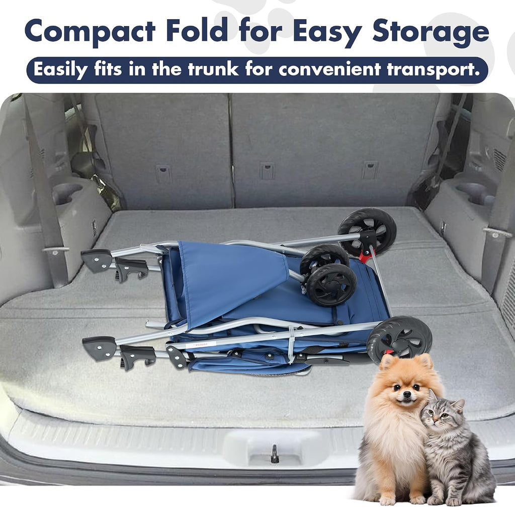 DUMOS 3 Wheels Pet Stroller for Small Dogs and Cats, Foldable