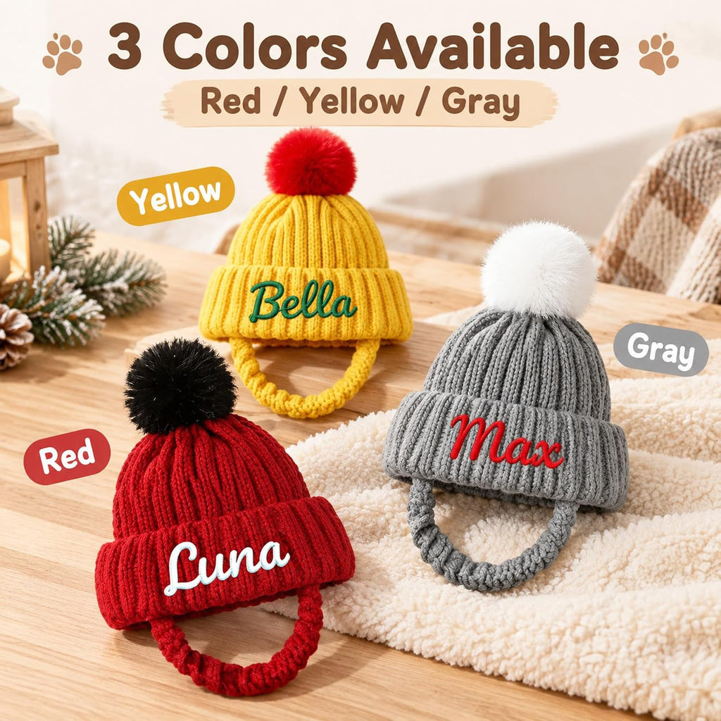 Personalized dog hats Custom Name Embroidered Knit Winter Hat Pet