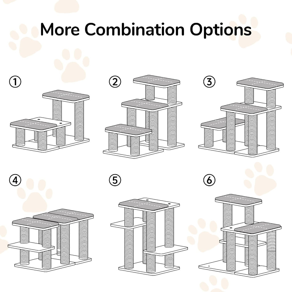 FUKUMARU Dog Stairs, Solid Wood Pet Stairs with Cat Scratching Post