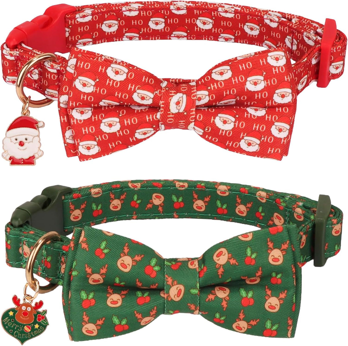 Fall Dog Collar 2 Pack, Orange Plaid Thanksgiving Shirt Collar, M