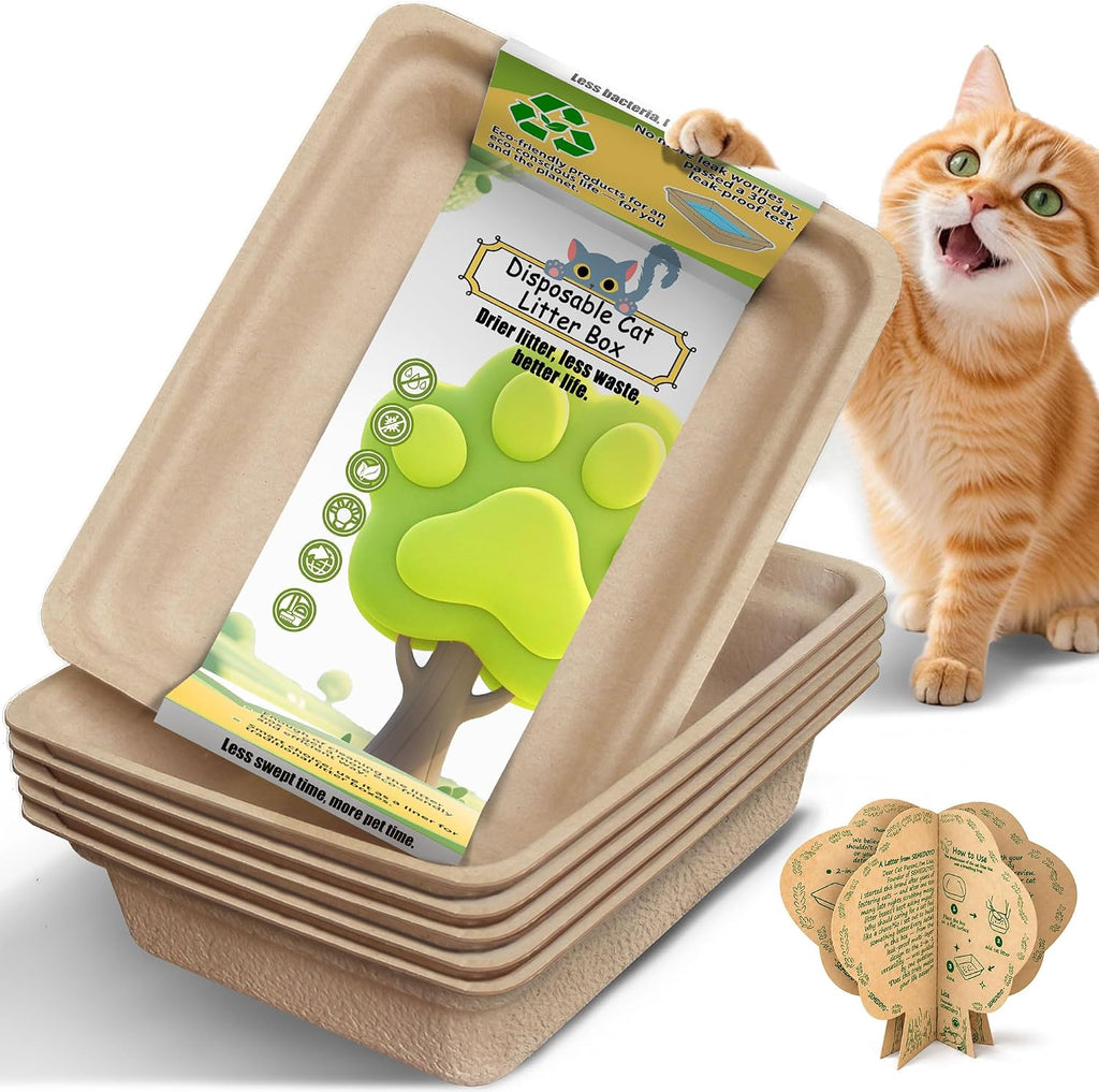 Disposable Litter Box for Cats Large: 2/4/6/8-Pack 17.5X 13.5in Leak-Proof