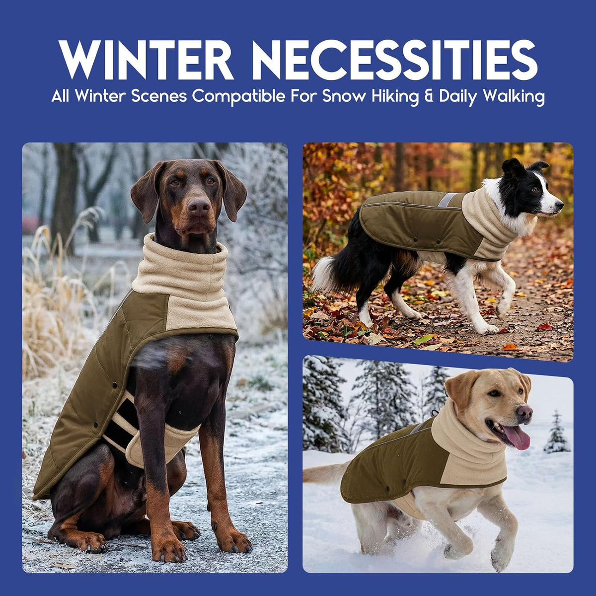 ASENKU Dog Coat Dog Puffer Winter Jacket for Large Dogs Doberman