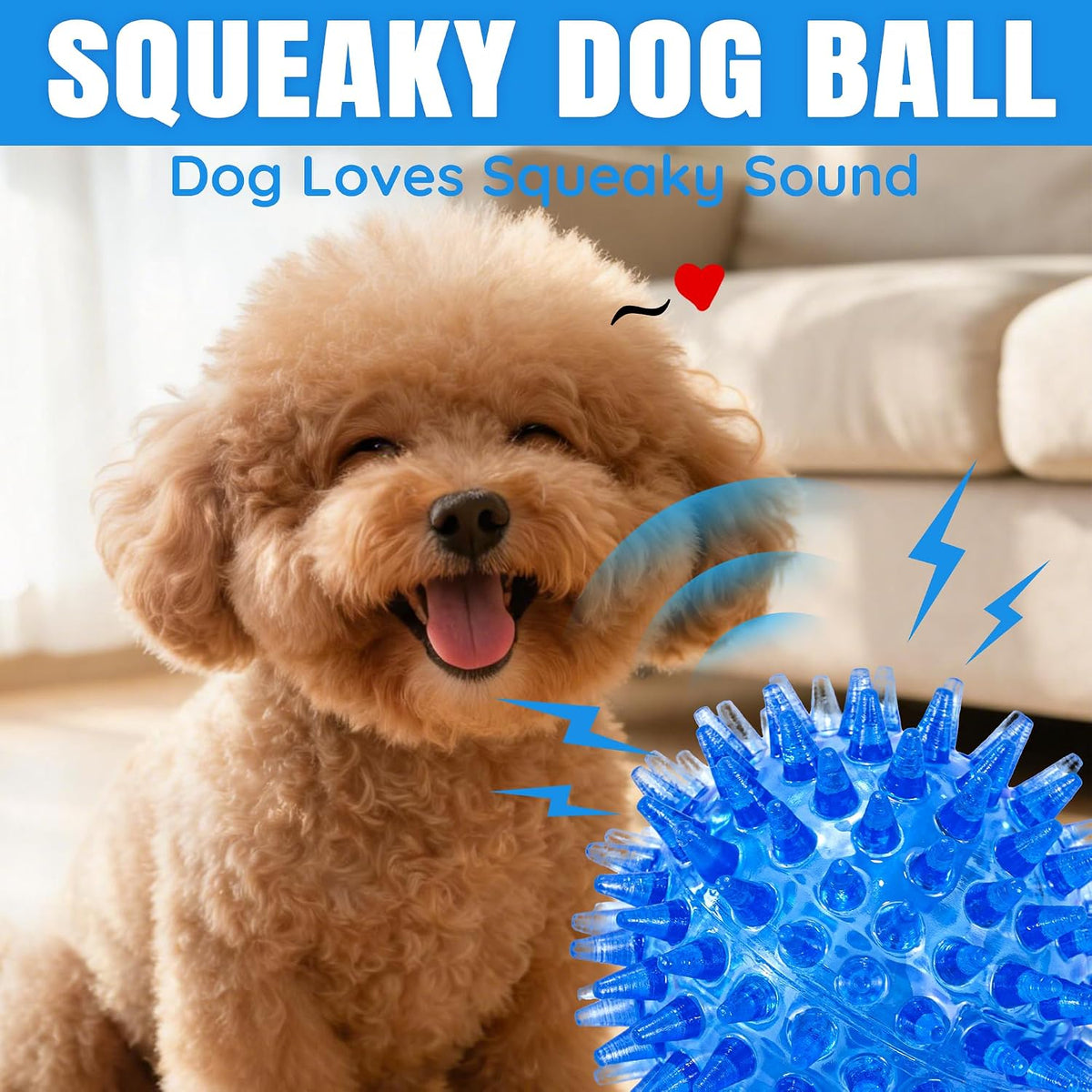 LECHONG 12-Pack Squeaky Spiky Dog Balls, 2.5" Balls for Small Medium Dogs