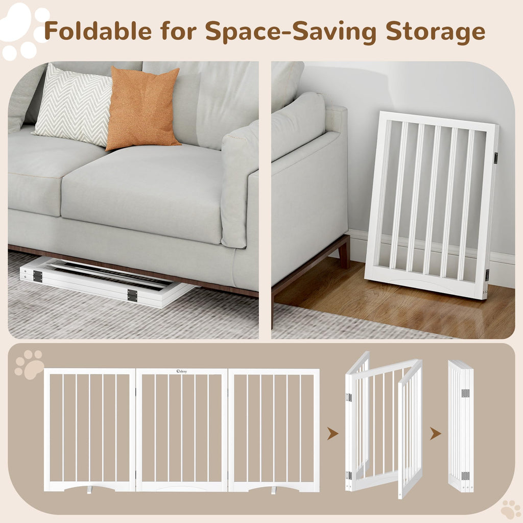Cideny Free Standing Dog Gate Indoor, Foldable Dog Gate for Stairs Doorways
