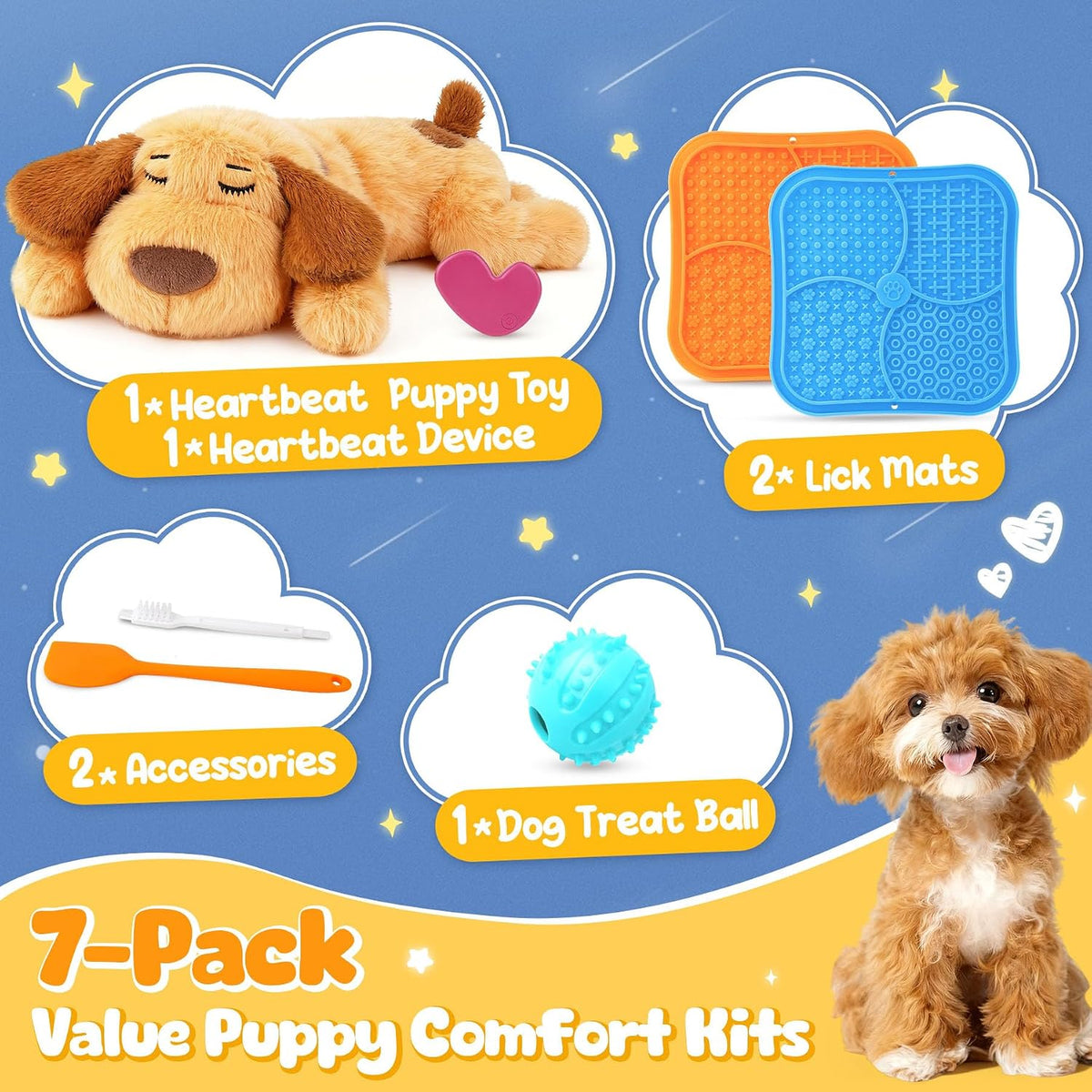 Heartbeat Puppy for Dogs, Calming Set with Lick Mat, Puppy Essentials