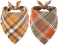 Vivifying Fall Dog Bandana, 2 Pack Plaid Dog Scarf with Tassels Edges, L