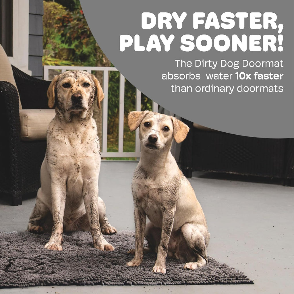 Dog Gone Smart Dirty Dog Doormat - Fast Drying Rug - Grey, 35 x 21 in
