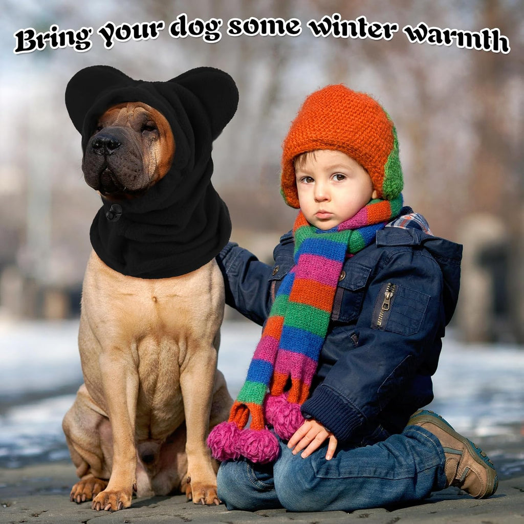 Winter Dog Hat Ear Muffs Pet Neck Warmer Hood, Ear Muff, Black, M