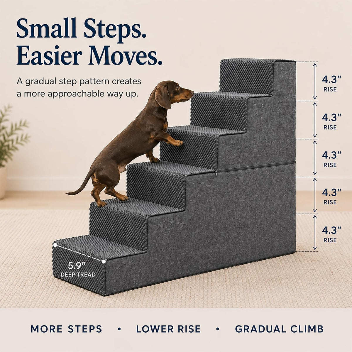 28" H Dog Stairs for Small and Medium Dogs 6-Step Ramps for High Beds and Couch Non-Slip Extra Wide Pet Stairs for Old D