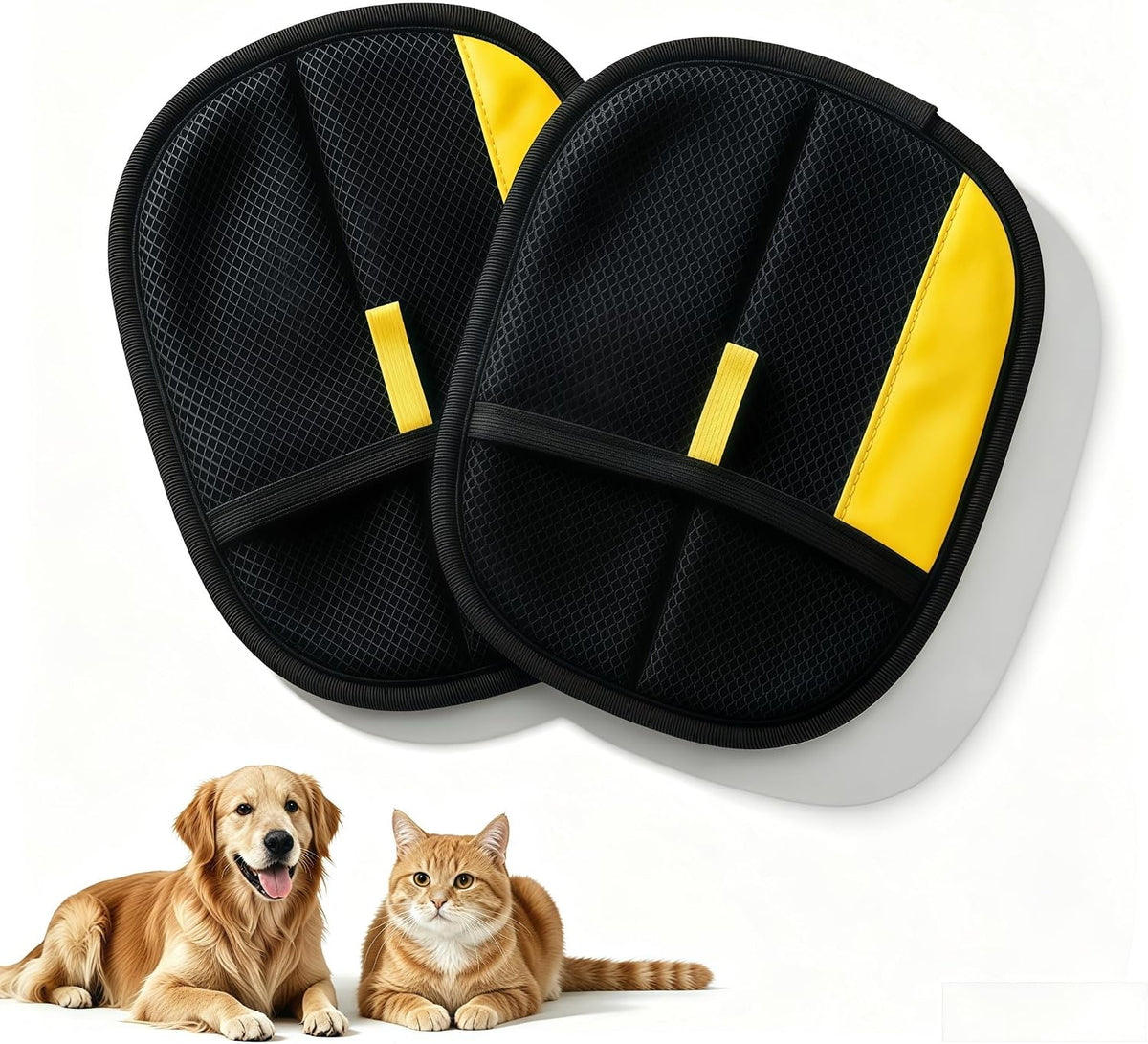 Pet Hair Removal Glove, Reusable Washable Pet Grooming Gloves (2pcs)