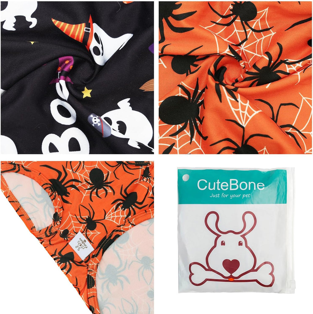 CuteBone Halloween Dog Shirts 2-Pack Soft Pet Clothes Breathable Summer Vest for Small Puppy and Stretchy Cat Apparel