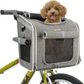 Dog Bike Basket, Expandable Soft-Sided Pet Carrier Backpack with 4 Open Doors, 4 Mesh Windows for Small Dog Cat Puppies 