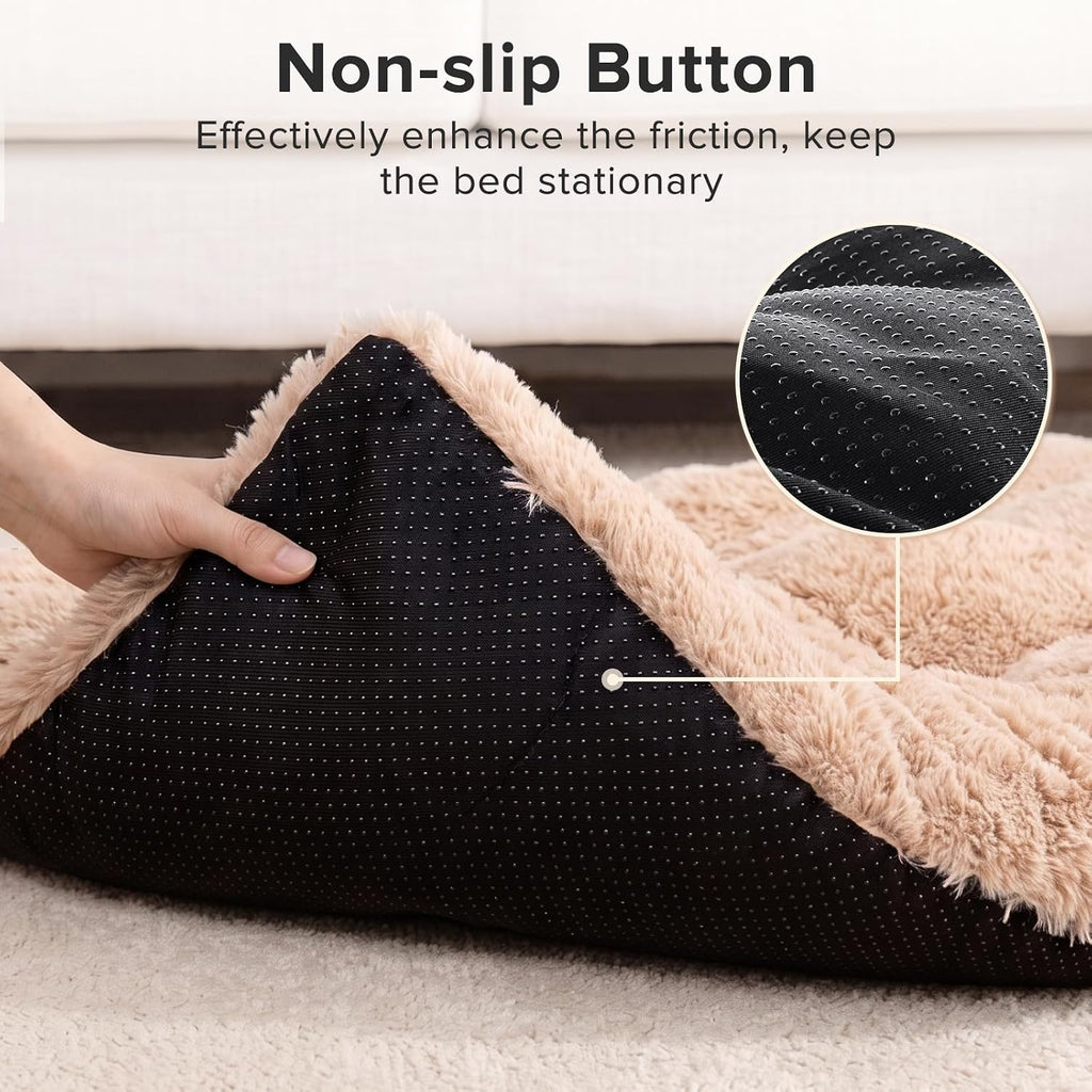 JOEJOY Large Dog Bed Crate Pad, Deluxe Plush Washable Dog Beds Fulffy Soft Kennel Pad Anti-Slip Pet Sleeping Mat for Ext