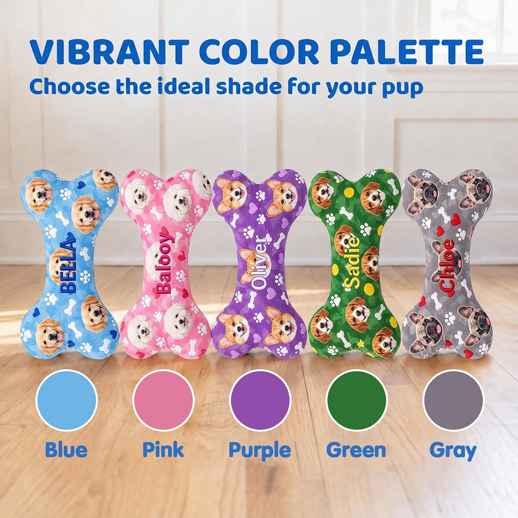 Personalized dog bone toy, embroidered pet name plush stuffed gift
