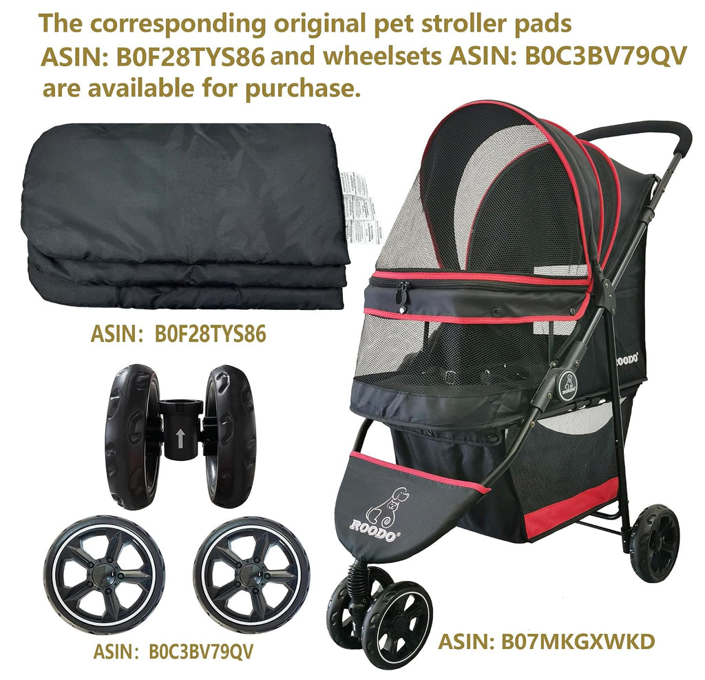 ROODO Escort 3 Wheel Dog Cat Pet Stroller for Small/Medium Dogs Cats Best Lightweight Foldable Portable Compact Jogger T