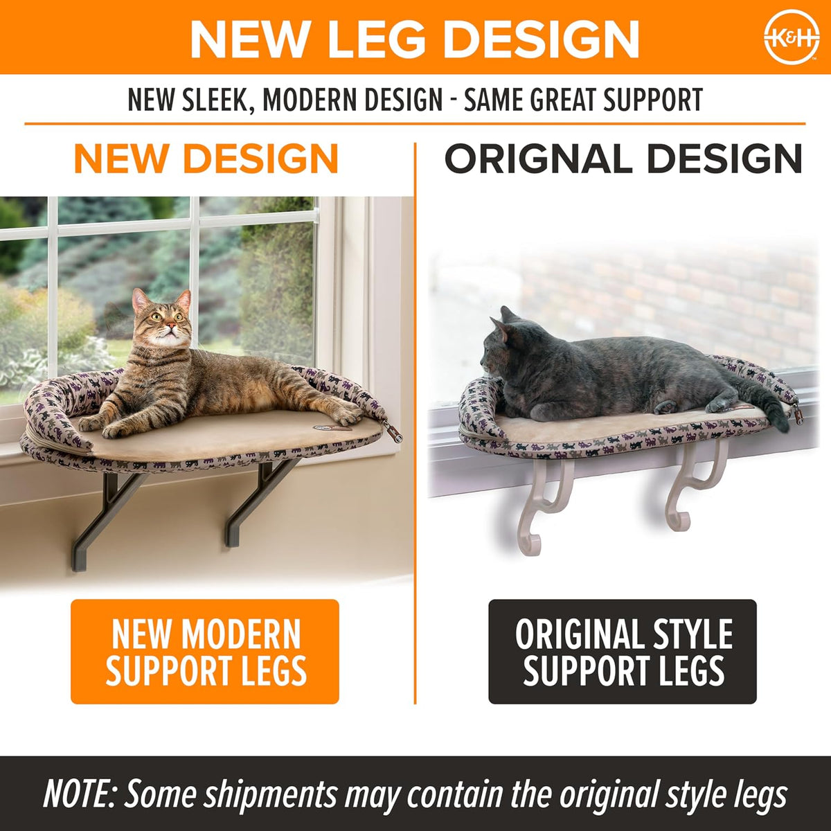 K&H PET PRODUCTS Deluxe Kitty Sill with Removable Bolster Tan/Kitty Print 14 X 24 Inches