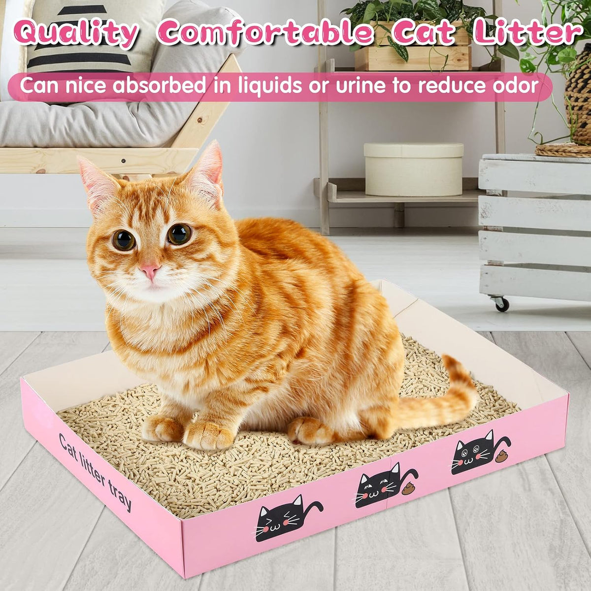 Amyhill 30 Pack Disposable Cat Litter Box Paper Pet Trays,Pink