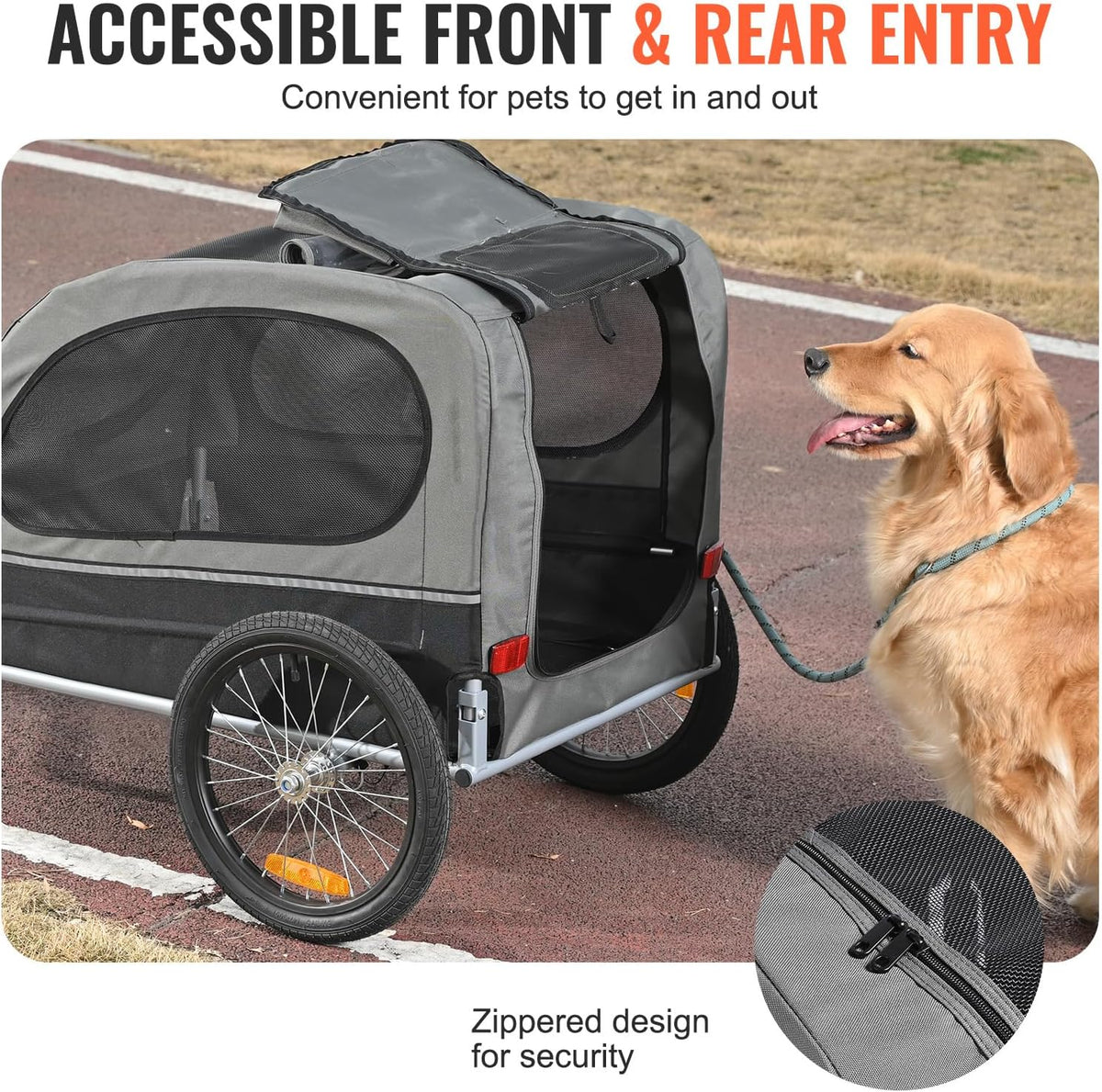 VEVOR Dog Bike Trailer, Supports up to 88 lbs, Pet Cart Bicycle Carrier, Easy Folding Frame with Quick Release Wheels, U