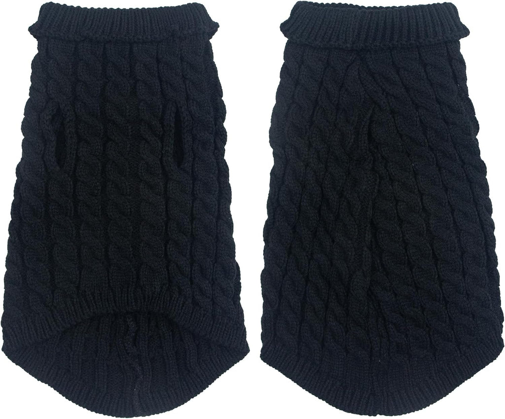 Dog Sweater, Black M Pullover Sweater, Turtleneck Knitwear, Puppy Outfits for Small and Medium Dogs, Warm Clothes for Bu