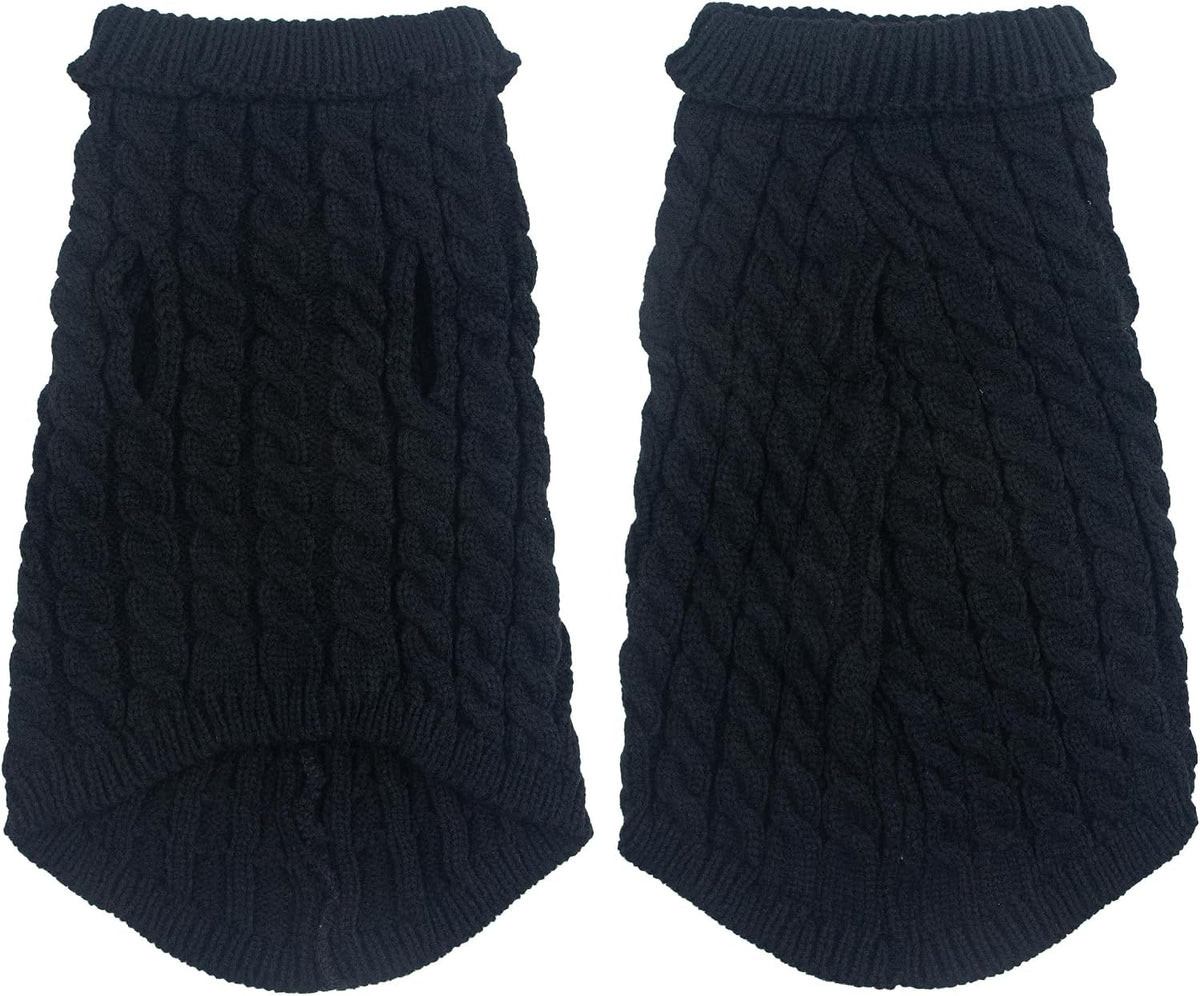 Dog Sweater, Black M Pullover Sweater, Turtleneck Knitwear, Puppy Outfits for Small and Medium Dogs, Warm Clothes for Bu