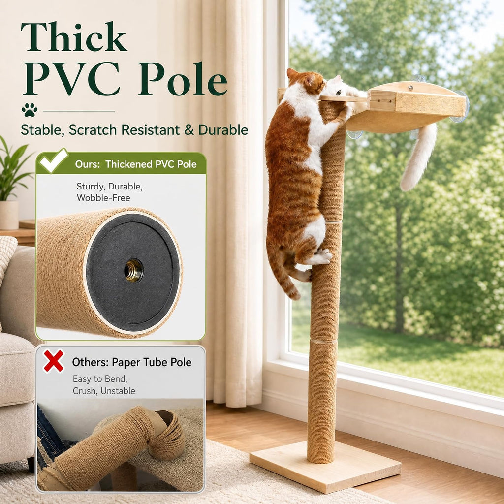 Cat Window Perch with Scratching Post, 46-Inch Tall Climbing Tree & Hammock