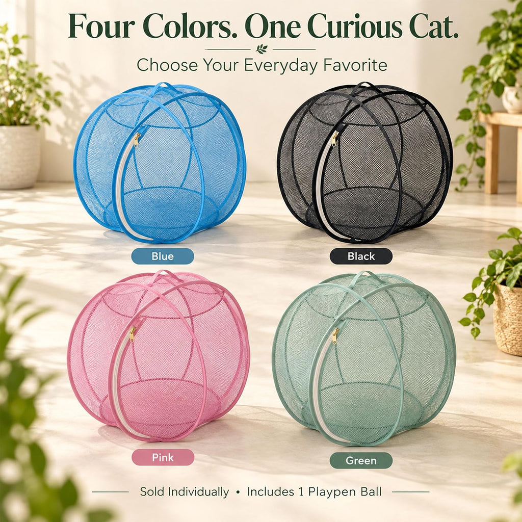 Cat Hamster Ball for Outside, Pop-Up Rolling Cat Playpen (Green)