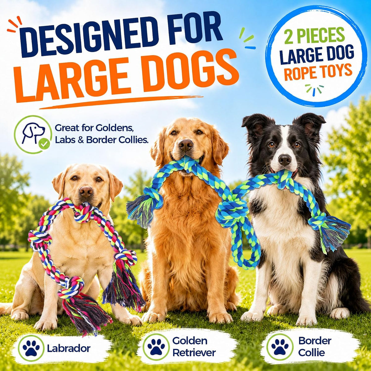 Dog Rope Toy Set for Large Dogs and Aggressive Chewers