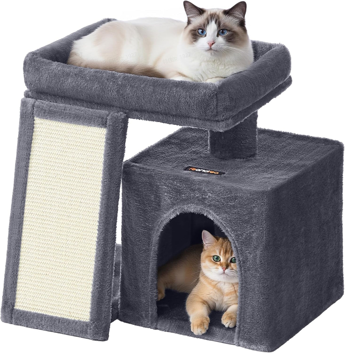 Feandrea Cat Tree, 18.3-in Small Cat Tower, Cute Kittens Condo, Dove Gray