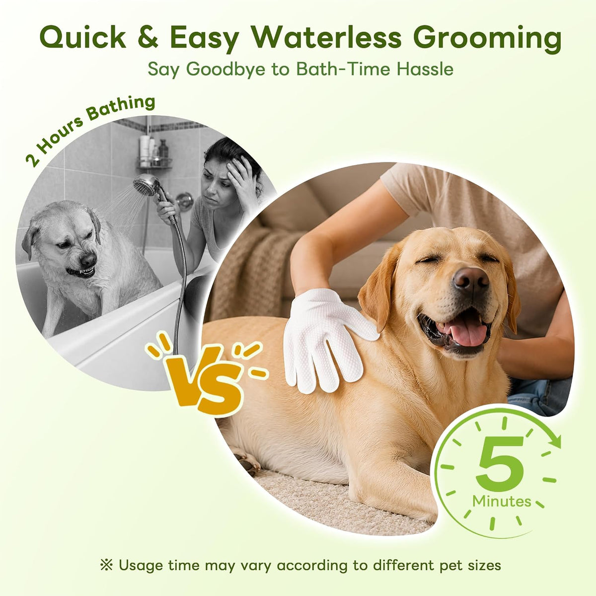 Dog Wipes for Dogs & Cats, Pet Glove Wipes for Paws, Body and Butt