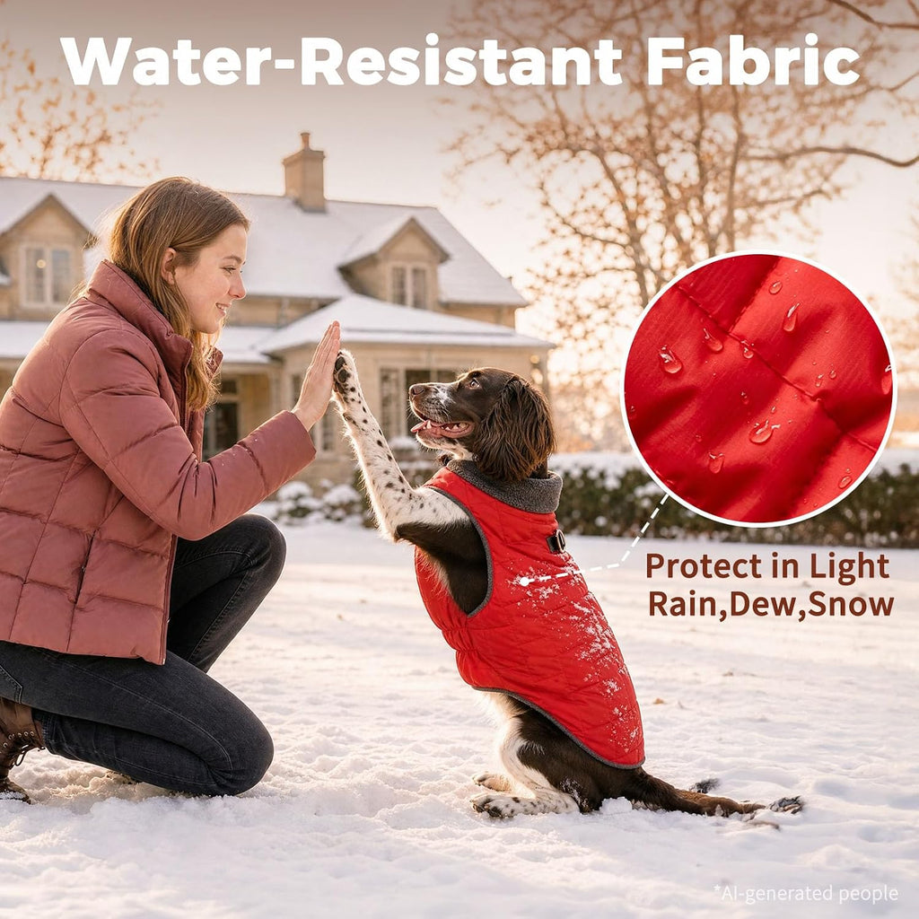 Fleece Dog Jacket for Small Dogs,Puppy Coat with Harness,Red S