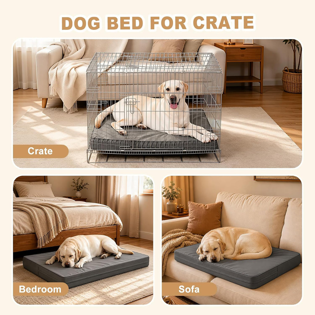 Waterproof XL Dog Bed Large Crate Pad 42" Outdoor Washable Leather Wipeable