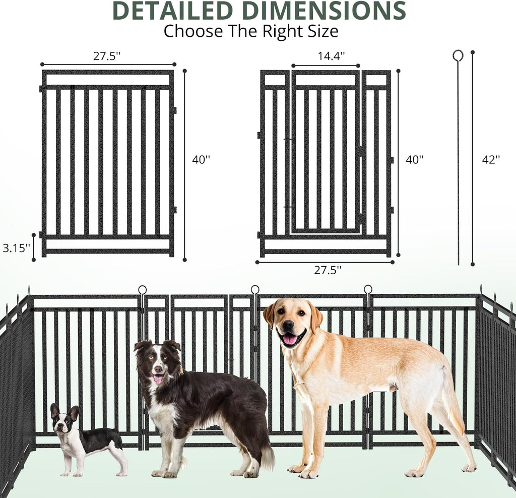 Thickened Outdoor Dog Fence, 40" H, 8 Panels for Yard & Camping