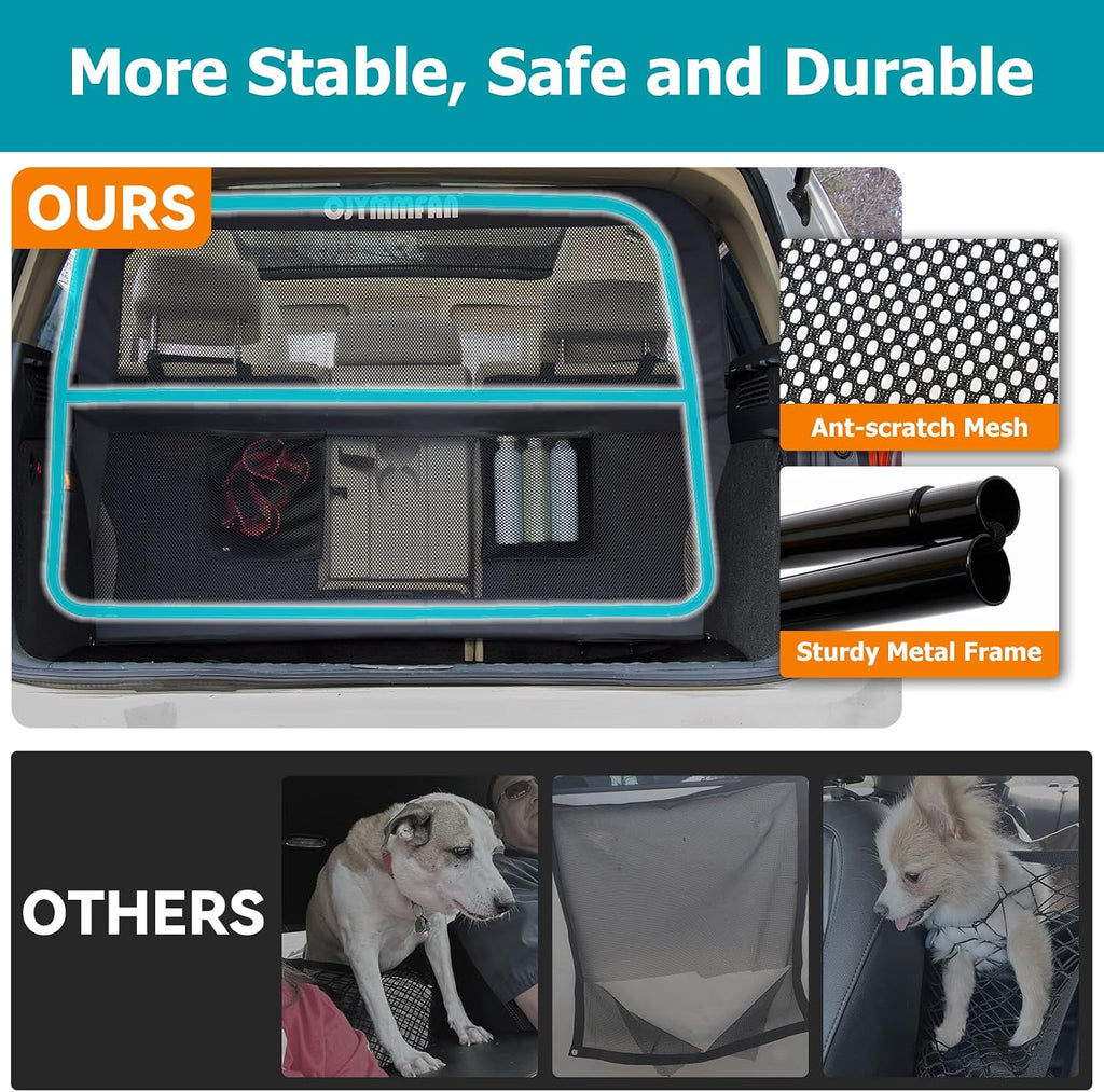 Dog Barrier for Car Back Seat & Cargo Area with Wider Coverage, Universal Fit for Car, SUV & Truck, Dog Car Divider with