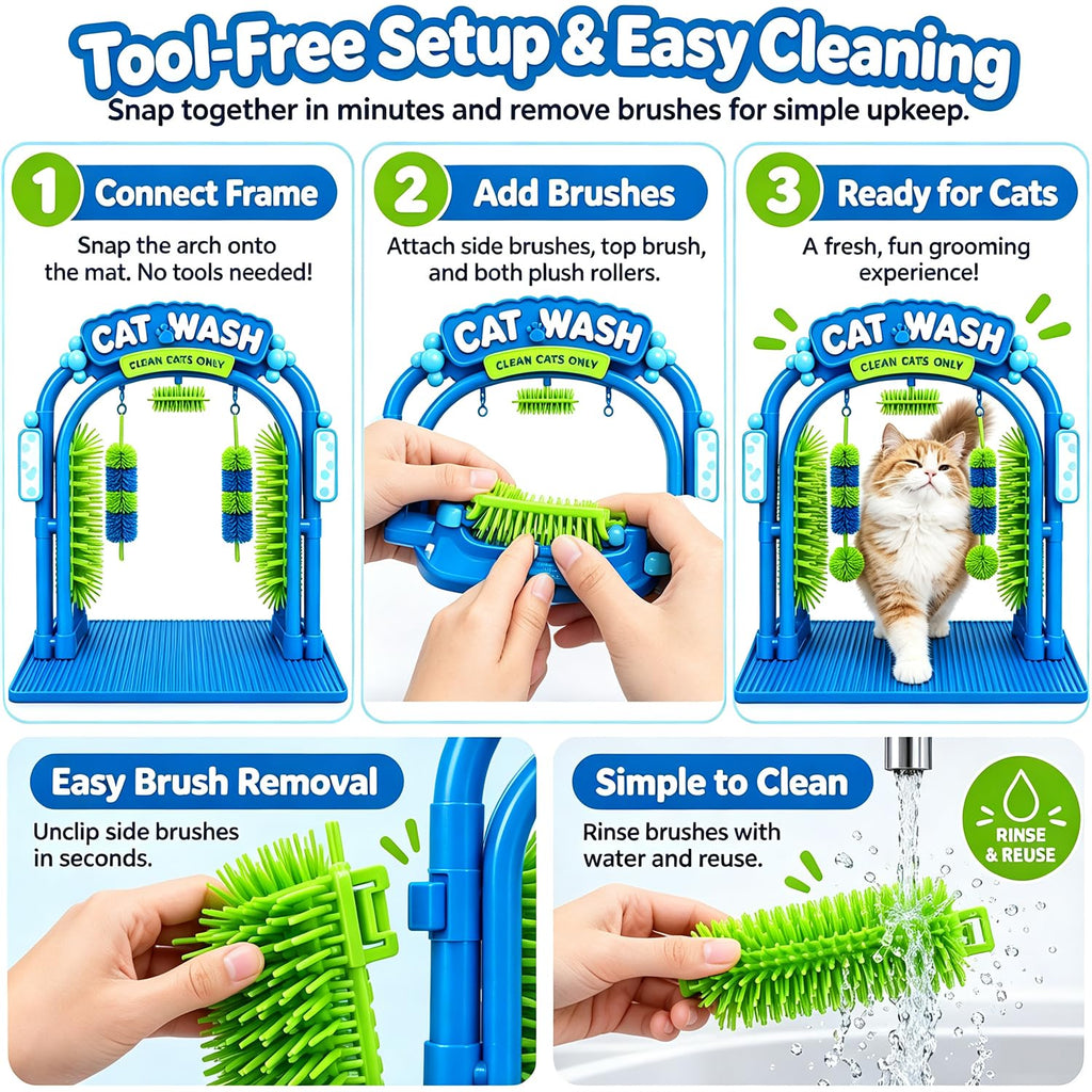 Cat Wash Grooming Station, Hair Catcher Grooming Tool with Sturdy Base, Cat Wash Grooming Station Toy, Help Cats Enjoy M