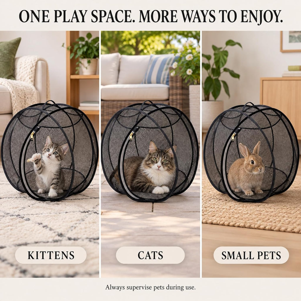 Rolling Cat Hamster Ball, Pop Up Catio Outdoor Cat Enclosure